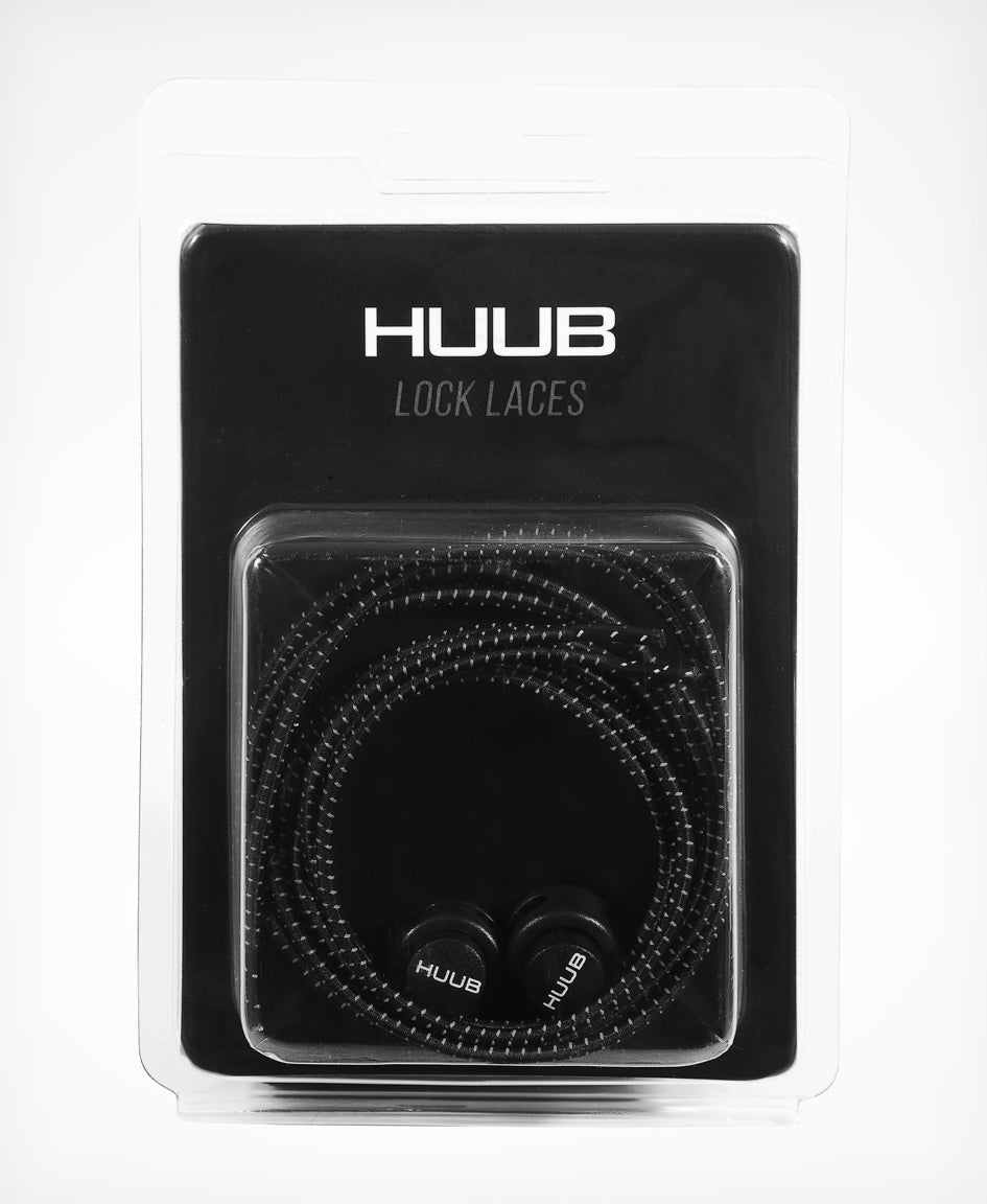 UUB Elastic Laces with Locks – Black or White, one-size triathlon quick lace system, no-tie shoe upgrade